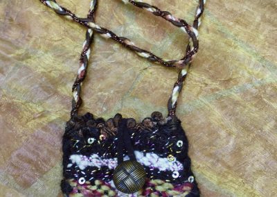 2. B Mini Pouch Necklace, Black, White and Hint of Mauve