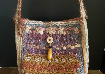 11. B Large Canvas and Crocheted Tote with Button & Bead Toggle